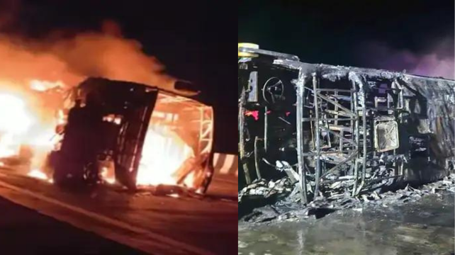 Horrific bus accident in Maharashtra, 26 people burnt alive