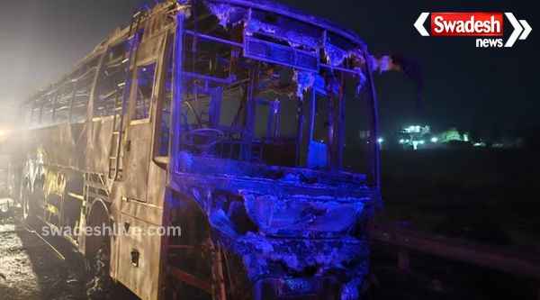 Bus full of devotees caught fire in Nuh Expressway, 8 dead, more than 20 burnt