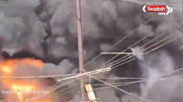 A massive fire broke out in an oil tanker warehouse in Vijayawada, Andhra Pradesh, fire engines reached the spot.