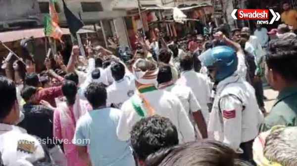 Betul: BJP workers reached Jitu Patwari\'s meeting, showed black flags, know the reason