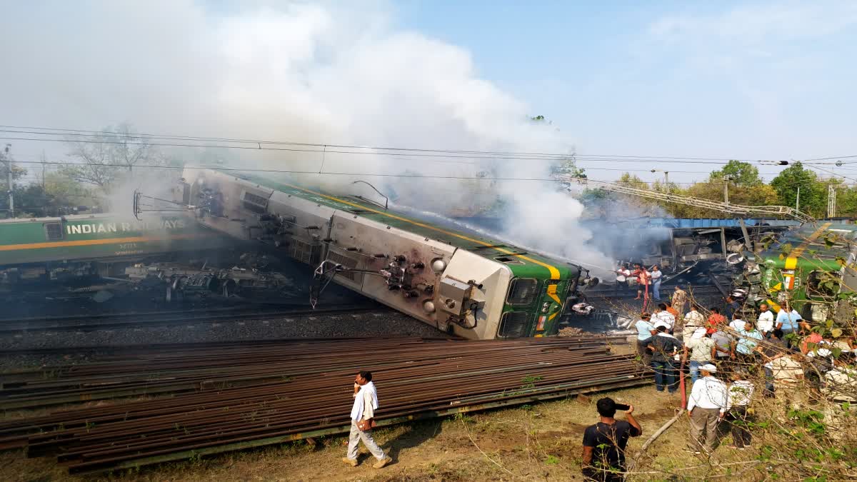 Two freight trains collided at railway station, three coaches overturned, loco pilot died